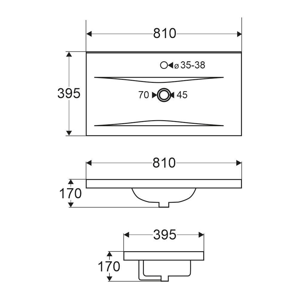 Mereo Nábytkové umyvadlo, 81x39,5x17 cm, keramické, bílé