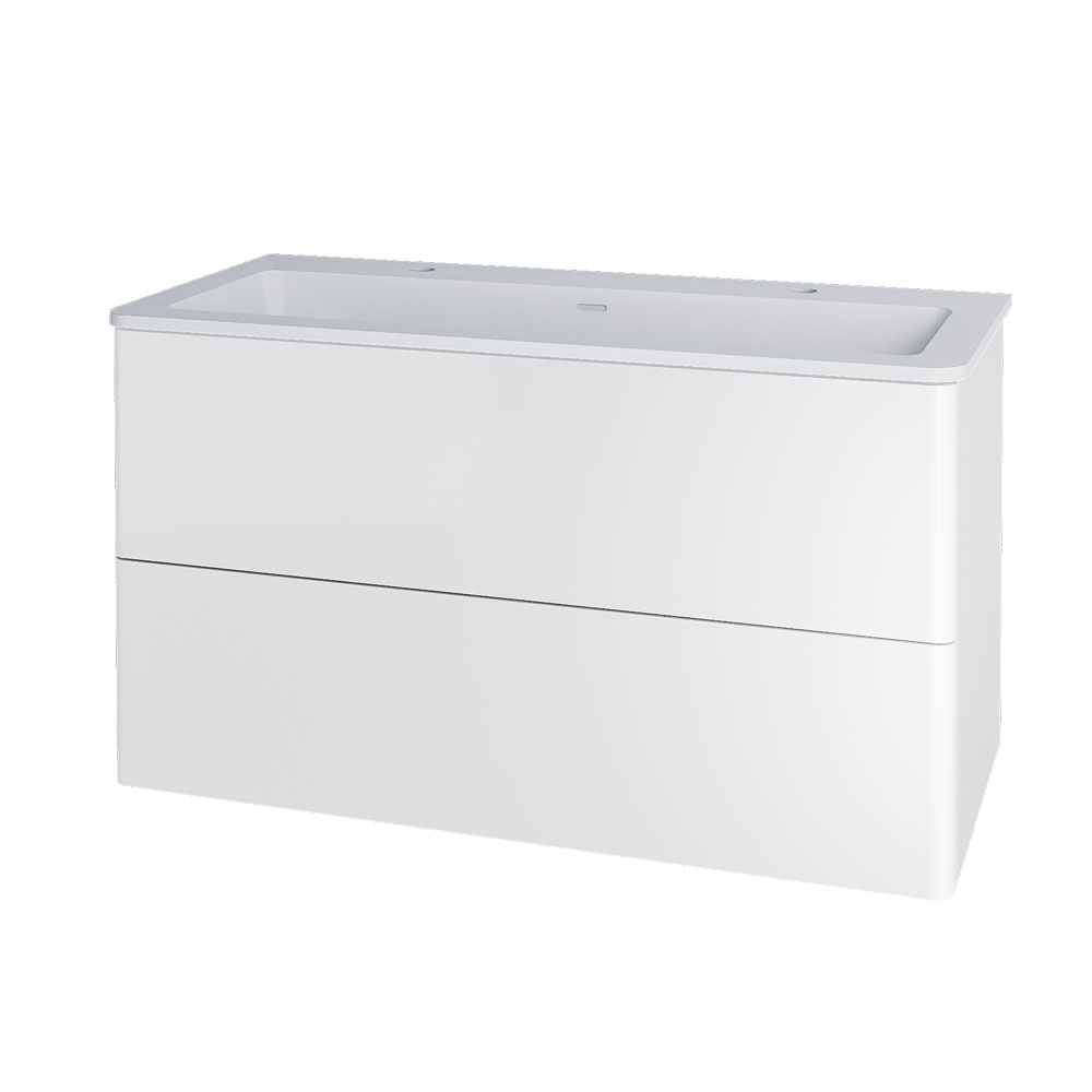 MEREO Siena, koupelnová skříňka s umyvadlem z litého mramoru 101 cm, bílá lesk (CN412M2)