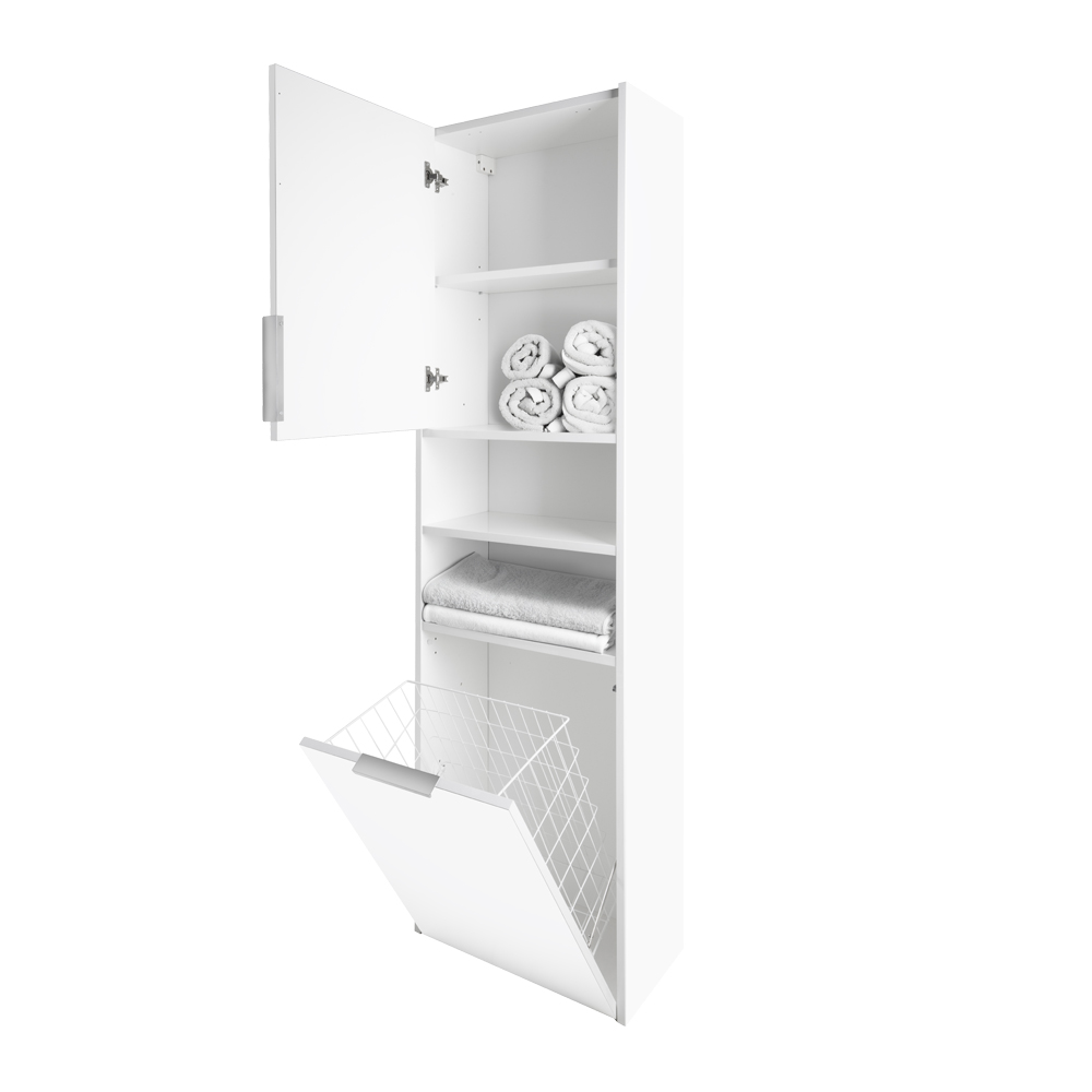 Mereo Vigo, koupelnová skříňka vysoká s košem, 180 cm, dub Riviera