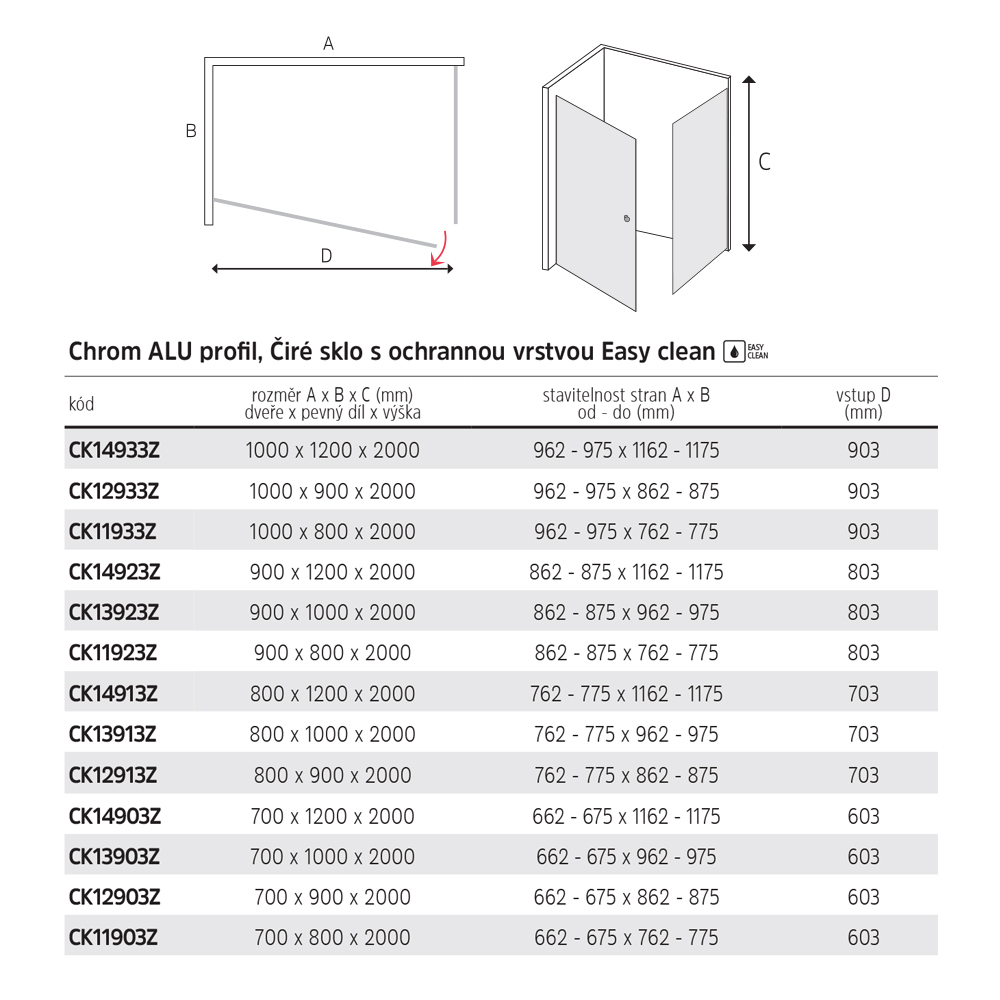 MEREO Pivotový sprchový kout, Novea, obdélník, 100x120 cm, chrom ALU, sklo Čiré, dveře L/P a pevný díl (CK14933Z)