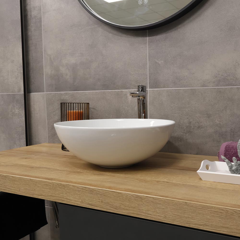 Mereo Umyvadlo na desku bez přepadu, 400x400x145 mm, kulaté, keramické - pro zaslání na paletě