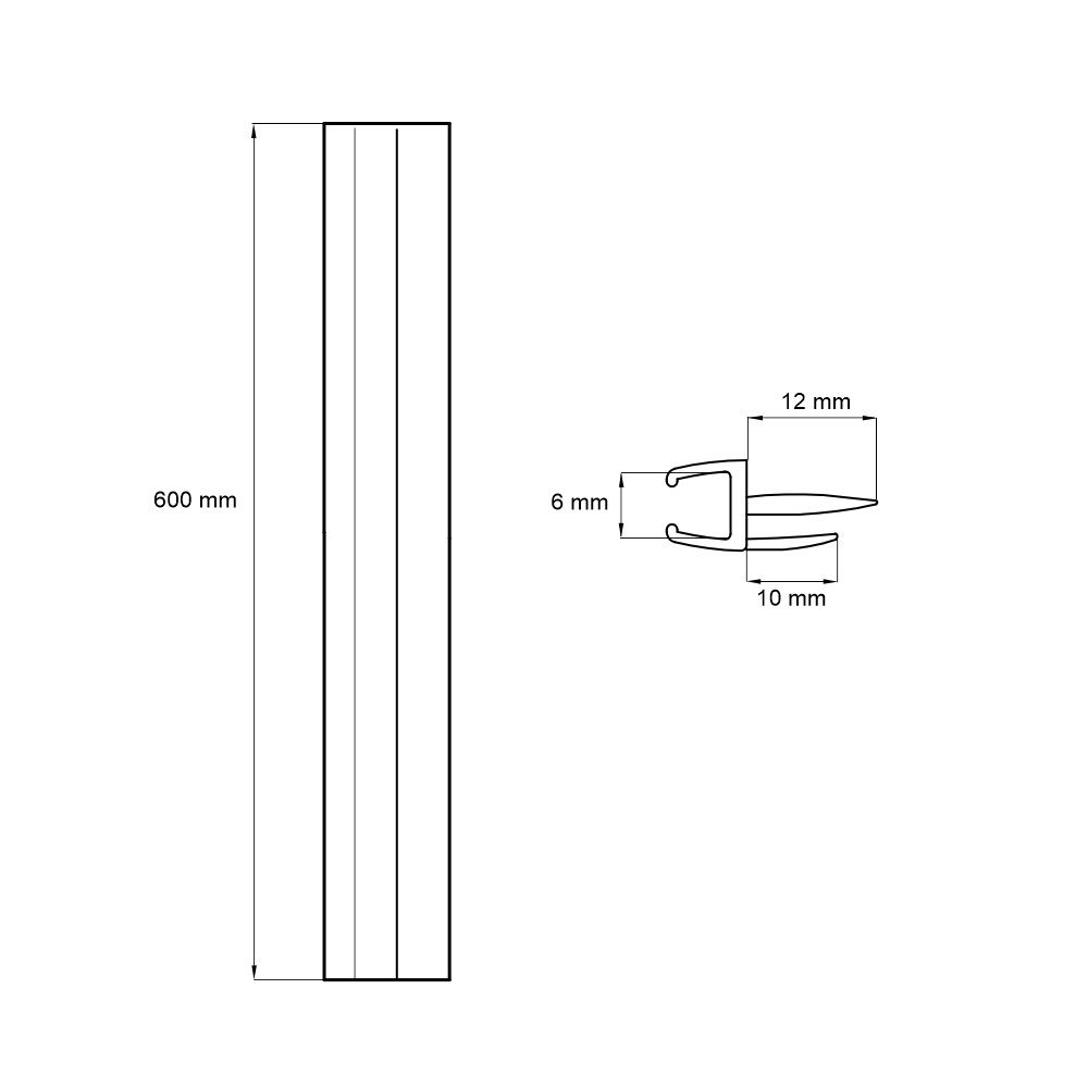 MEREO Stírací lišta silikonová spodní pro CK10111ZL-CK10511ZL, 60 cm, 1 ks (CKND303ZL)