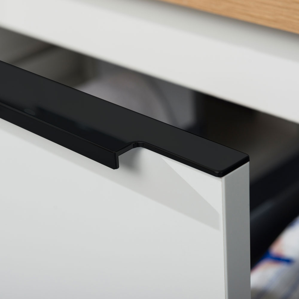 MEREO Mailo, koupelnová skříňka s keramickým umyvadlem 61 cm, bílá, mat, černé madlo (CN540B)