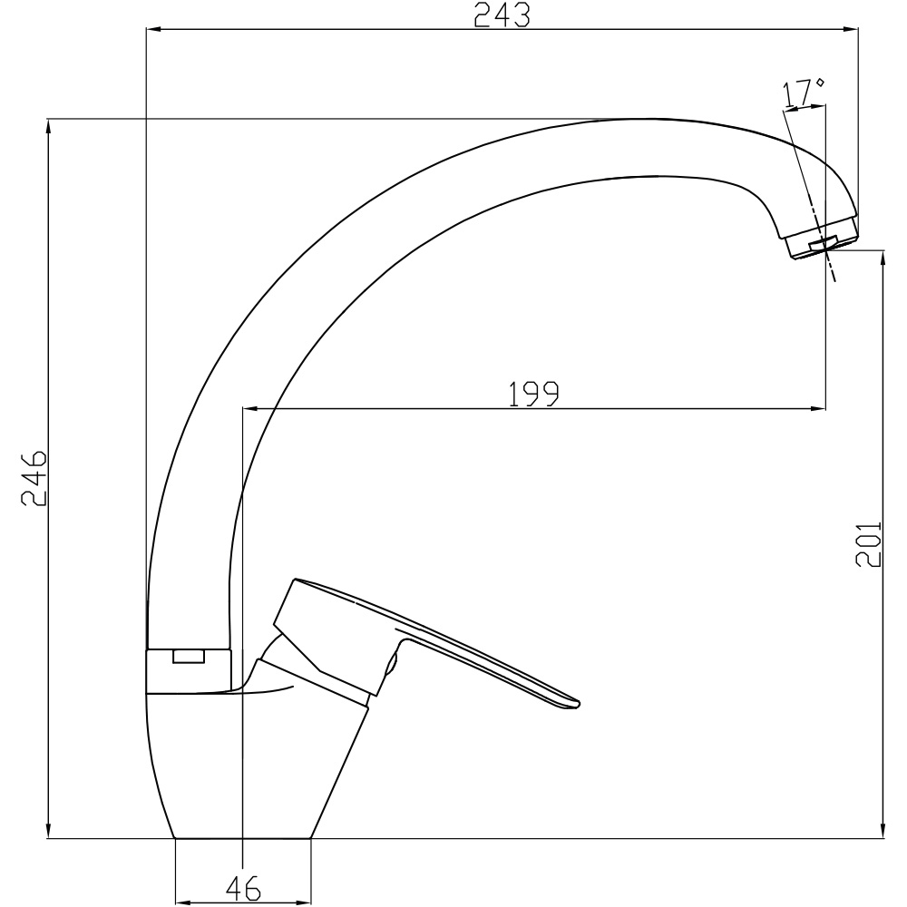 Mereo Dřezová stojánková mimoúrovňová baterie, Pego s ramínkem nad pákou, výška 240 mm, chrom (CB20103P)