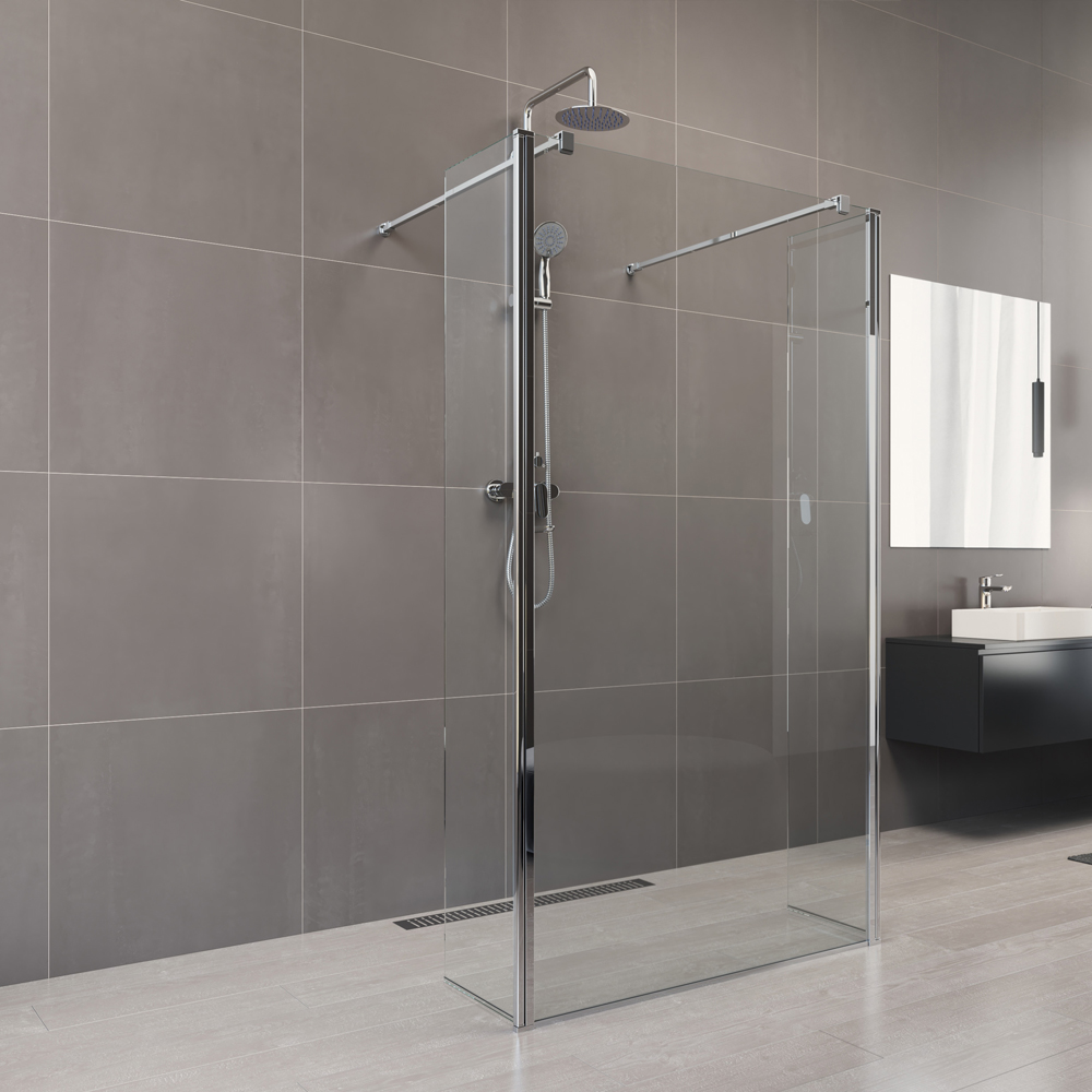 Mereo Boční díl pro WALK IN, Novea, 35 x  200 cm, chrom ALU, sklo Čiré