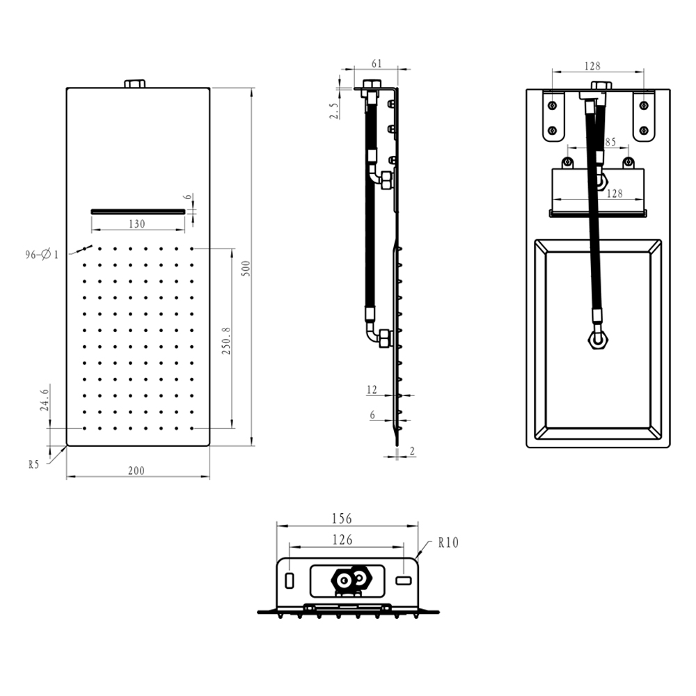 Mereo Sprchová sada s podomítkovou baterií - 3 cestná - oválný kryt