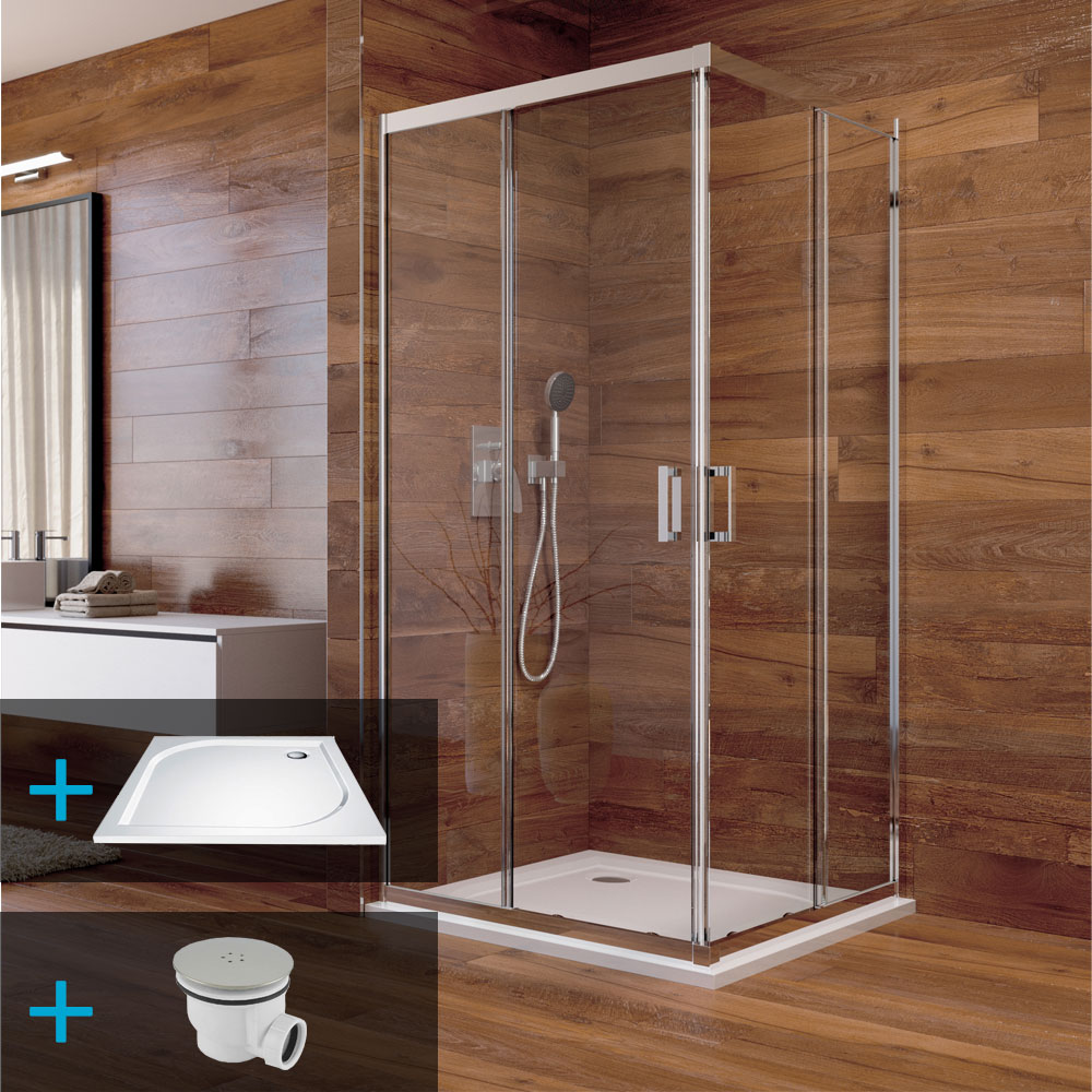 MEREO Sprchový kout, Lima, čtverec, 80x80x190 cm, chrom ALU, sklo Čiré, vanička litý mramor (CK608A33KM)