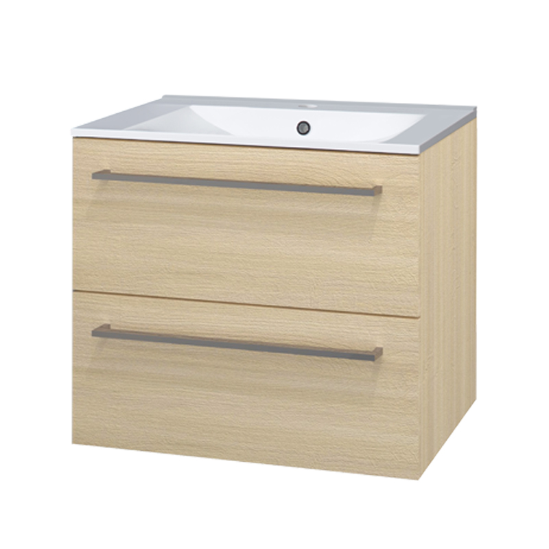 MEREO Bino, koupelnová skříňka s keramickým umyvadlem 61 cm, dub Sand Barbdra (CN630)