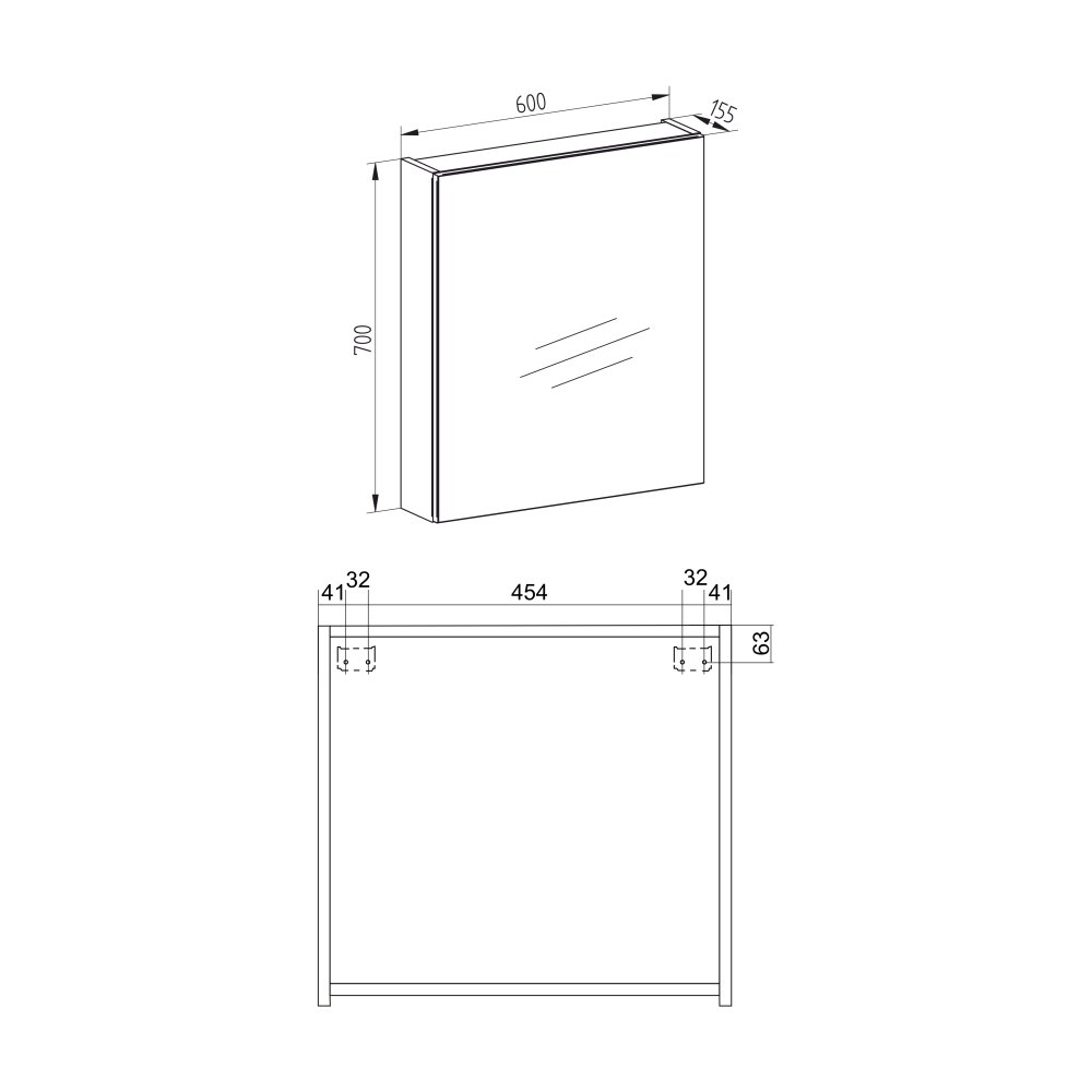 Mereo Koupelnová galerka 60 cm, zrcadlová skříňka, dub Halifax (CN715GHN)