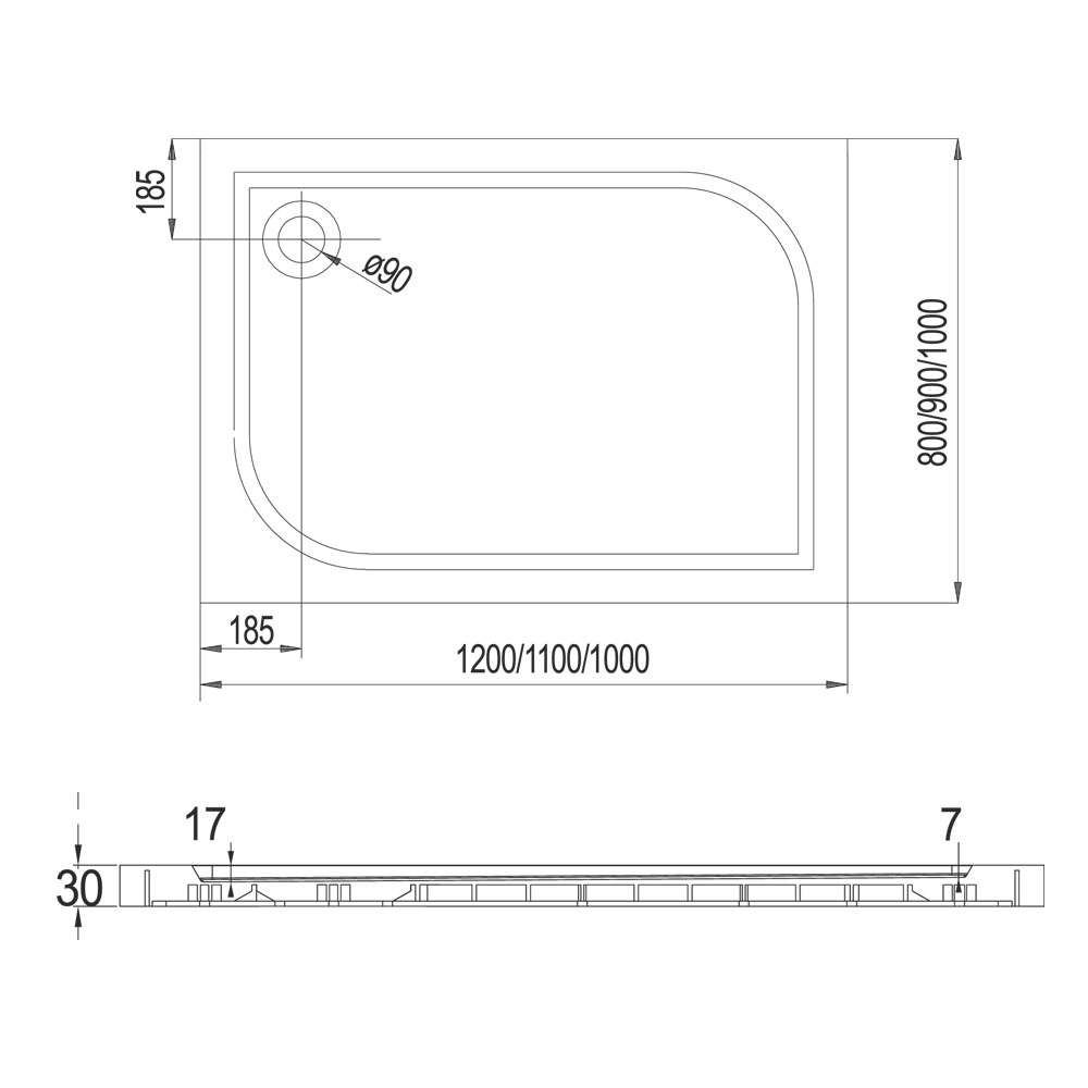 Mereo Obdélníková sprchová vanička, 100x80x3 cm, bez nožiček, litý mramor