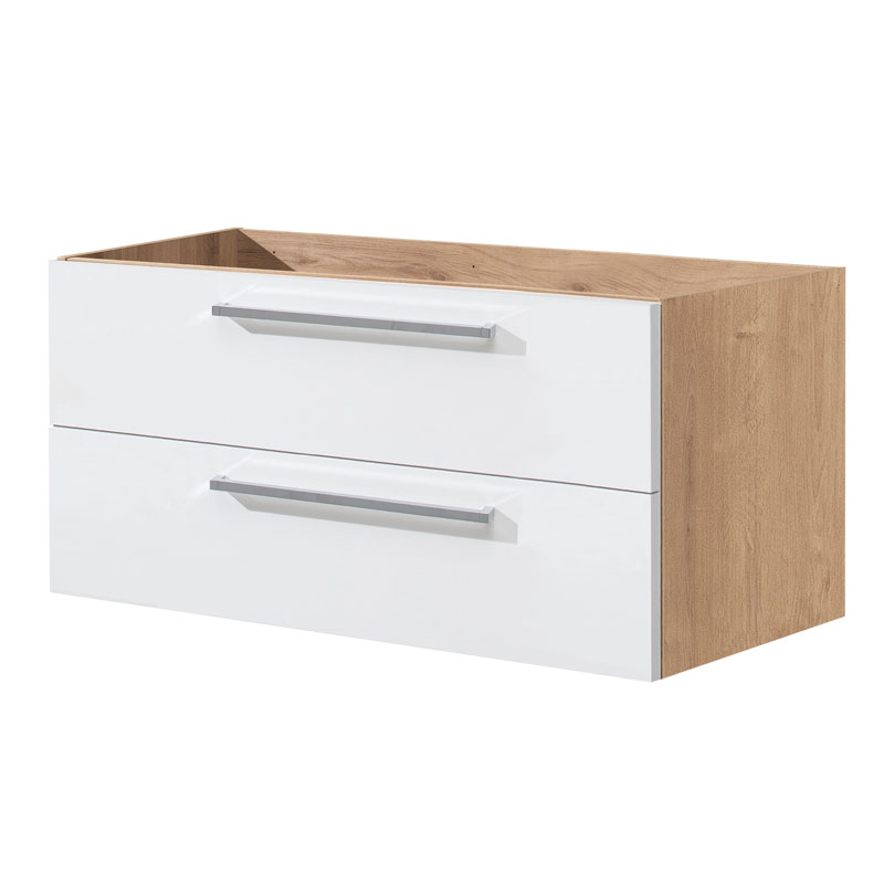 Mereo Bino, koupelnová skříňka 121 cm, bílá/dub