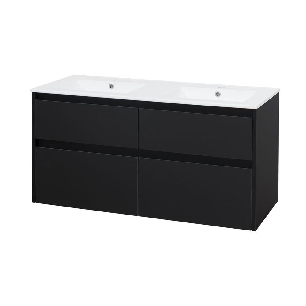 Mereo Opto, koupelnová skříňka s keramickým umyvadlem 121 cm, černá