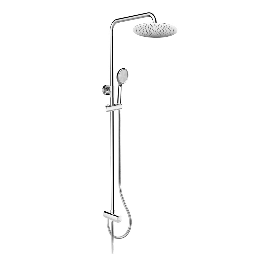 MEREO Sprchový set s tyčí, hadicí, ruční a talíř. kulatou sprchou, slim, nerez (CB95001SS1)