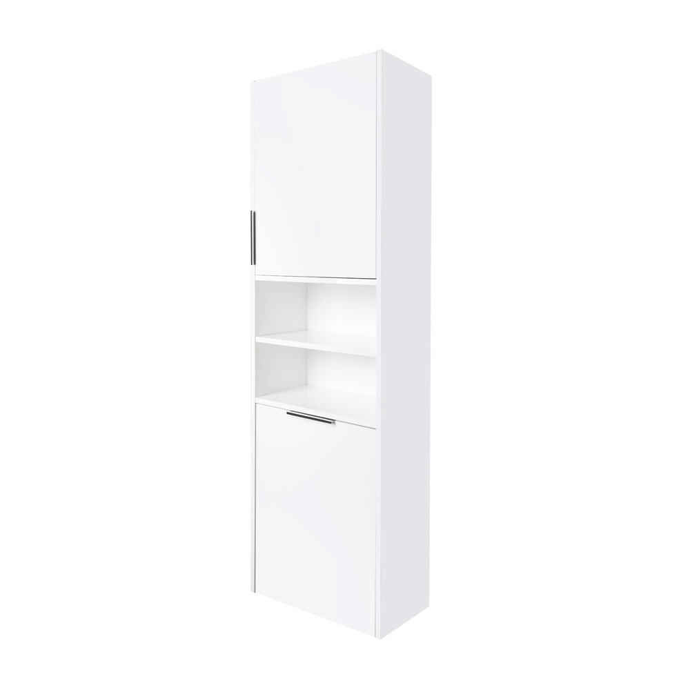 MEREO Vigo, koupelnová skříňka vysoká s košem, 180 cm, bílá lesk (CN332)